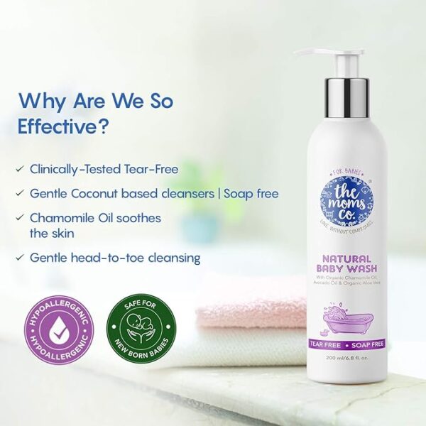 The Moms Co. Tear-Free Natural Baby Wash with Calendula, Avocado Oils and USDA-Certified Organic Oils Like Argan, Chamomile (200 ml) - Image 2