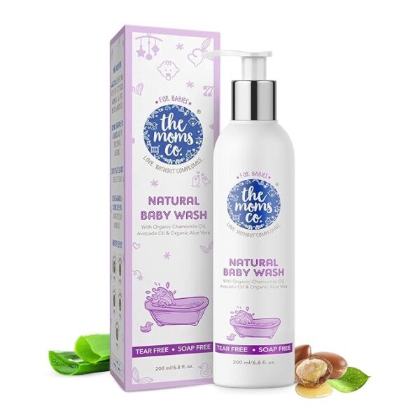 The Moms Co. Tear-Free Natural Baby Wash with Calendula, Avocado Oils and USDA-Certified Organic Oils Like Argan, Chamomile (200 ml)
