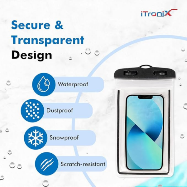 iTronix Waterproof Mobile Pouch Cover for All Mobiles, Cellphone Dry Bag Compatible for iPhone, Samsung, Mi, Redmi, Oppo, VIVO, All Other Smartphones up to 6.5 inches - Image 2