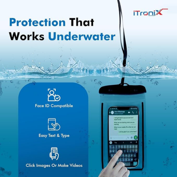 iTronix Waterproof Mobile Pouch Cover for All Mobiles, Cellphone Dry Bag Compatible for iPhone, Samsung, Mi, Redmi, Oppo, VIVO, All Other Smartphones up to 6.5 inches - Image 3