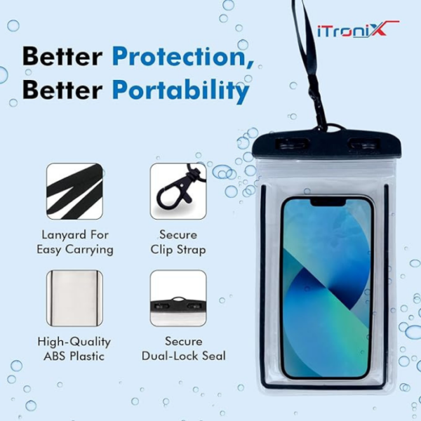 iTronix Waterproof Mobile Pouch Cover for All Mobiles, Cellphone Dry Bag Compatible for iPhone, Samsung, Mi, Redmi, Oppo, VIVO, All Other Smartphones up to 6.5 inches - Image 4