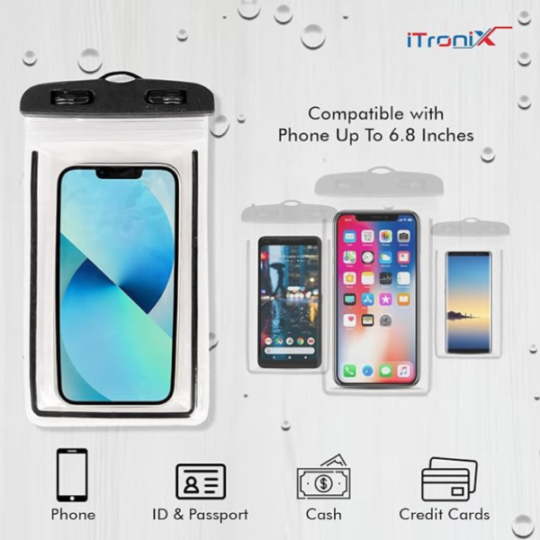 iTronix Waterproof Mobile Pouch Cover for All Mobiles, Cellphone Dry Bag Compatible for iPhone, Samsung, Mi, Redmi, Oppo, VIVO, All Other Smartphones up to 6.5 inches - Image 6
