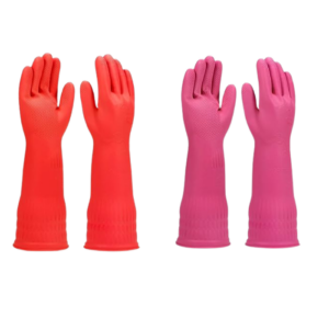 Eopzo Latex Rubber Special Dish Kitchen Platform Washing, Home, Bathroom, Garden Cleaning Gloves, Hand Careing Long Sleeve Waterproof Safety Hand Gloves(2 Pair) (RED+PINK)