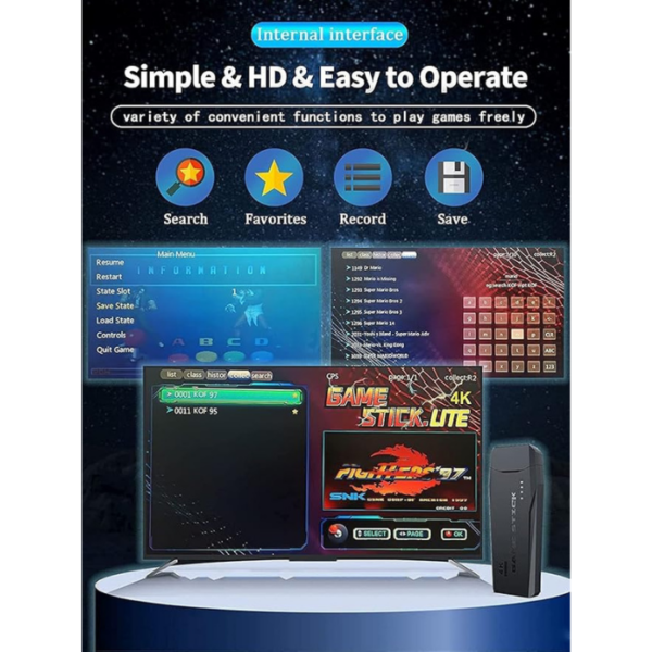 Sadhwanis ™ Wireless Console Game Stick Video Game Console Built-in 15000 Classic Games 8 Bit Mini Retro Controller HDMI Output Dual Player-4K Ultra HD Game Stick - Image 2
