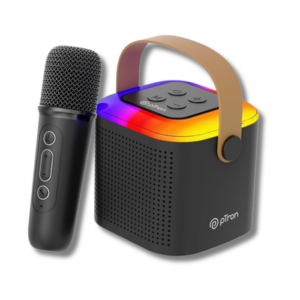 pTron Newly Launched Fusion Tunes 10W Mini Bluetooth Speaker with Wireless Karaoke Mic, 8Hrs Playtime, Vivid RGB Lights, Voice Effects, Multi-Play Modes BT5.1/TF Card & Type-C Charging Port (Black)