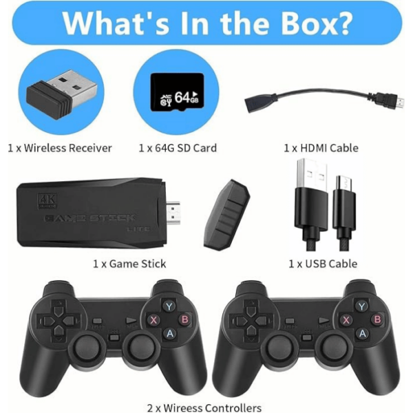 New Tv Gaming System | Wireless Console Retro Gaming Console |4K Ultra HD |Plug & Play Wireless TV Video Game System | 24,000+ Games | 10 Emulators | Dual-Player Setup | 2.4G Wireless Game Stick - Image 2