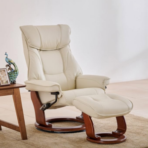 Home Centre 1 Seater Silas Faux Leather Recliner| Faux Leather Recliner| (Off White)