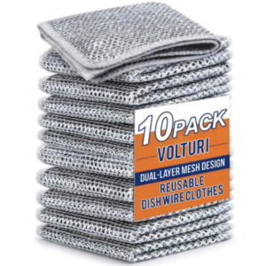 VOLTURI Non Scratch Wire Dish Cloth (Pack of 10), Steel Scrubber for Utensils Cleaning, Multipurpose Wet and Dry Cleaning, Stainless-Steel Dish Wash Scrubber for Washing Dishes, Sinks, Counters