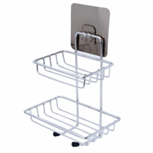 Boniry Wall Mounted Double Layer soap Dish Holder Stainless Steel Wall Hanging Soap Storage Rack for Kitchen Bathroom-with Self Adhesive Magic Sticker (Silver)