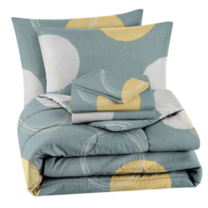 BSB HOME 300 GSM Cotton Large Cricle Printed AC/All Season/Summer Comforter Quilt Set King Size Double Bed with 1 Flat bedsheet-90x100 inch and Two Pillow Covers II 4 Pcs Comforter Set -Grey