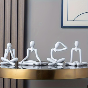 Street27 Polyvinyl Chloride 4Pcs Decorative Abstract Thinker Men Statue Showpiece Set | Home Decor Items|Premium Pvc Modern Art Showpiece For Home Bookshelf Desktop Table Office Gift (White)