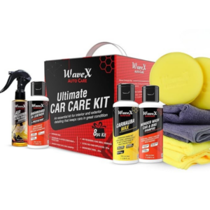 WaveX Car Cleaning Kit - Contains Car Polish, Car Dashboard Polish, Car Shampoo, Car Perfume, 2 Microfiber Towel And 2 Applicators