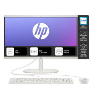 HP All-in-One Desktop,Intel® Celeron -N100,21.45 inch(54.5cm),FHD,Anti-Glare,8 GB DDR5, 512GB SSD,Dual 2W Speakers,White Wired Keyboard and Mouse Combo,White, Windows 11