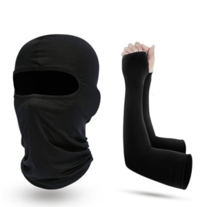 Just Junkies Face Mask and Pair of Full Hand Arm Sleeves Cover for men and women Protects from Wind, Sun, Dust for biking and Outdoor Activities