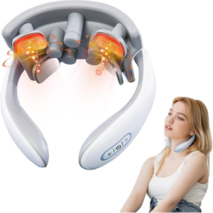 XENGVA Electric Neck Massager with Heat|Pain Relief Deep Tissue, Intelligent High-End Shiatsu Vibrating Neck Massager|Electric Massager for Neck Relaxation,Wireless Massager for Home Office