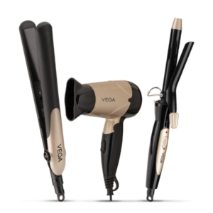 Vega Miss Versatile Styling Set Straightener, Curler & Dryer Gift Combo for Women, 1000W Hair Dryer with 2 Head/Speed Setting, Hair Straightener & Curler comes with Ceramic Coated