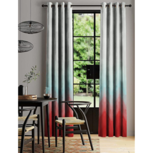 Casableu Kudo 2 Piece Polyester Eyelets (Steel) Blackout Curtains with Tie Back, Bedroom Living Room