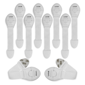 LuvLap Baby Safety Furniture Locks, Pack of 10 ; Adjustable and Flexible with 3M Adhesive