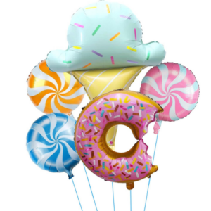 TOYXE Donut Candy Softy Ice Cream Theme Foil Balloons Set of 5 Pcs