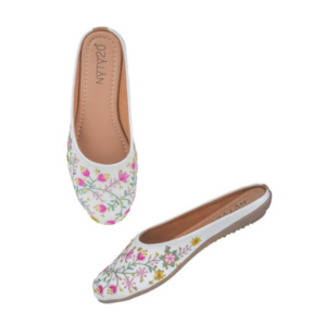 NYTY20 Latest Stylish Juti for Women and Girls Handmade Jutti Ethnic Shoes Traditional Flat Mojari Embroidered Canvas Slip on Bellies Casual Juti for Women