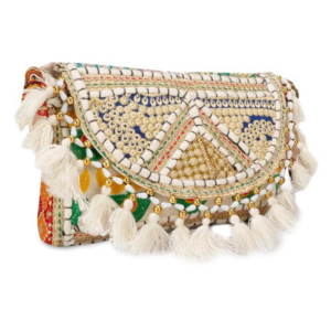 Shanvi Handicraft Handmade Cotton Ethnic Rajasthani Embroidered Bags for Women Sling Clutch with Handle Purses for Ladies Girls (design 2)