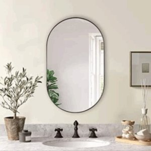 Mirror 12" inch by 18" inch Capsule Mirror. Perfect for Any Wall of Home. Bathroom Mirror (Semi Curved)