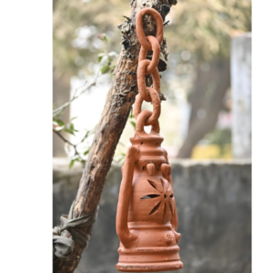 VASDECOR Terracotta Clay Home Decorative Showpiece Hanging Lalten| Ideal for Balcony | Table | Garden- Length- 15 cm | Width - 8 cm | Height - 19 cm