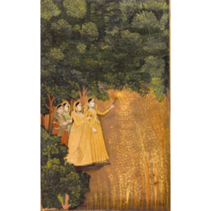 Tallenge - Ladies With Fireworks - Mir Kalan Khan - c1760 - Mughal Miniature Art Indian Painting - Small Poster(Paper,11 x 18 inches, MultiColour)