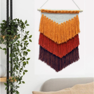 Wall 23 Shiv Charan Cotton Macrame Boho Wall Hanging | Bohemian Nordic Woven Wall Decor Tapestry, Hippie Beautiful Geometric Art for Apartment, House Living Room Home Decoration (55x30, Mustard)