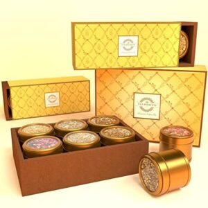 The Tea Heaven | Tea Gift - 6 Assorted Teas Gift Box, Set Of 6 Unique Teas | Kashmiri Kahwa | Saffron Masala Chai | Lemongrass Green Tea | Mint Green Tea | Turmeric Herbal, Loose Leaves, 516 Gm