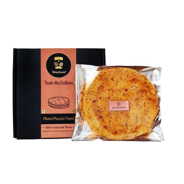 Being Bania Chana Masala Papad - 100% Natural Papad | 20 pieces | Chana papad | Fresh and Homemade | Appalam and Fryum with Chana Flavor,430gram