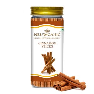 Neuwganic - Natural Cinnamon Sticks | Pure & Natural DalchiniNeuwganic - Natural Cinnamon Sticks | Pure & Natural Dalchini | Indian Organic Spices | Ideal For Making Cookies/Masala Tea/Desserts | 100 Gm Pack Of 1 | Indian Organic Spices | Ideal For Making Cookies/Masala Tea/Desserts | 100 Gm Pack Of 1