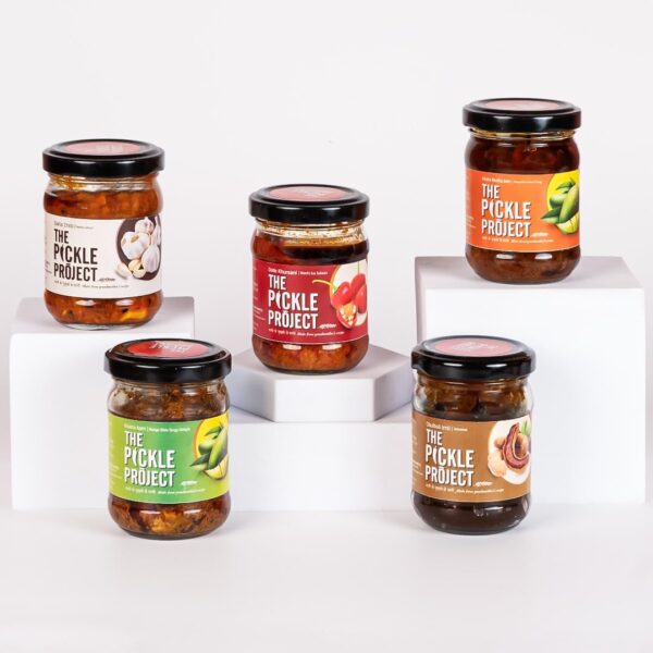 The Pickle Project | Best Homemade Sample Pack Pickle | 5 Assorted Varieties (100g Each): Combination of Spicy, Tangy, Sweet Flavour Jar | Preservative-Free | Authentic Taste of Darjeeling