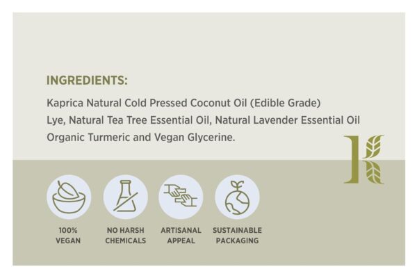 Kaprica Natural Handcrafted Pure Cold Pressed Coconut Oil Soap- Lavender and Tea Tree (pack of 5) - Image 2