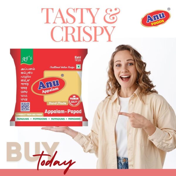 Anu Appalam Papad Plain Indian Papad,400g - Pack of 2 - Image 2