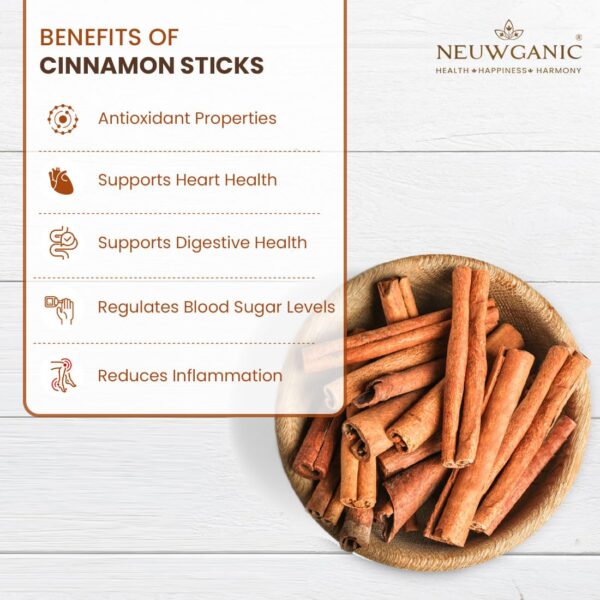 Neuwganic - Natural Cinnamon Sticks | Pure & Natural DalchiniNeuwganic - Natural Cinnamon Sticks | Pure & Natural Dalchini | Indian Organic Spices | Ideal For Making Cookies/Masala Tea/Desserts | 100 Gm Pack Of 1 | Indian Organic Spices | Ideal For Making Cookies/Masala Tea/Desserts | 100 Gm Pack Of 1 - Image 3