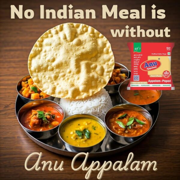 Anu Appalam Papad Plain Indian Papad,400g - Pack of 2 - Image 3