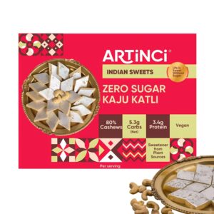 Artinci Sugar Free Kaju Katli | Low carb | Keto Friendly | Pure, Tasty & Healthy Indian Sweets | Vegan| Made with pure Cashew Nuts | Ideal for Special Occasion & Festivals | Sugarfree Mithai | (200g)